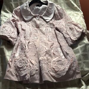 RAYE Pink Textured Cape with Peter Pan Collar